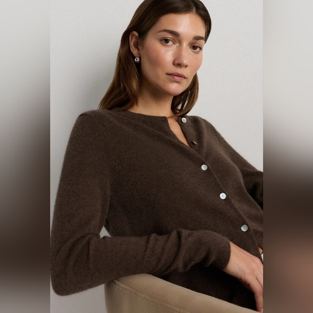 Quince Mongolian Cashmere Women's Brown Cardigan Sweater Size XS